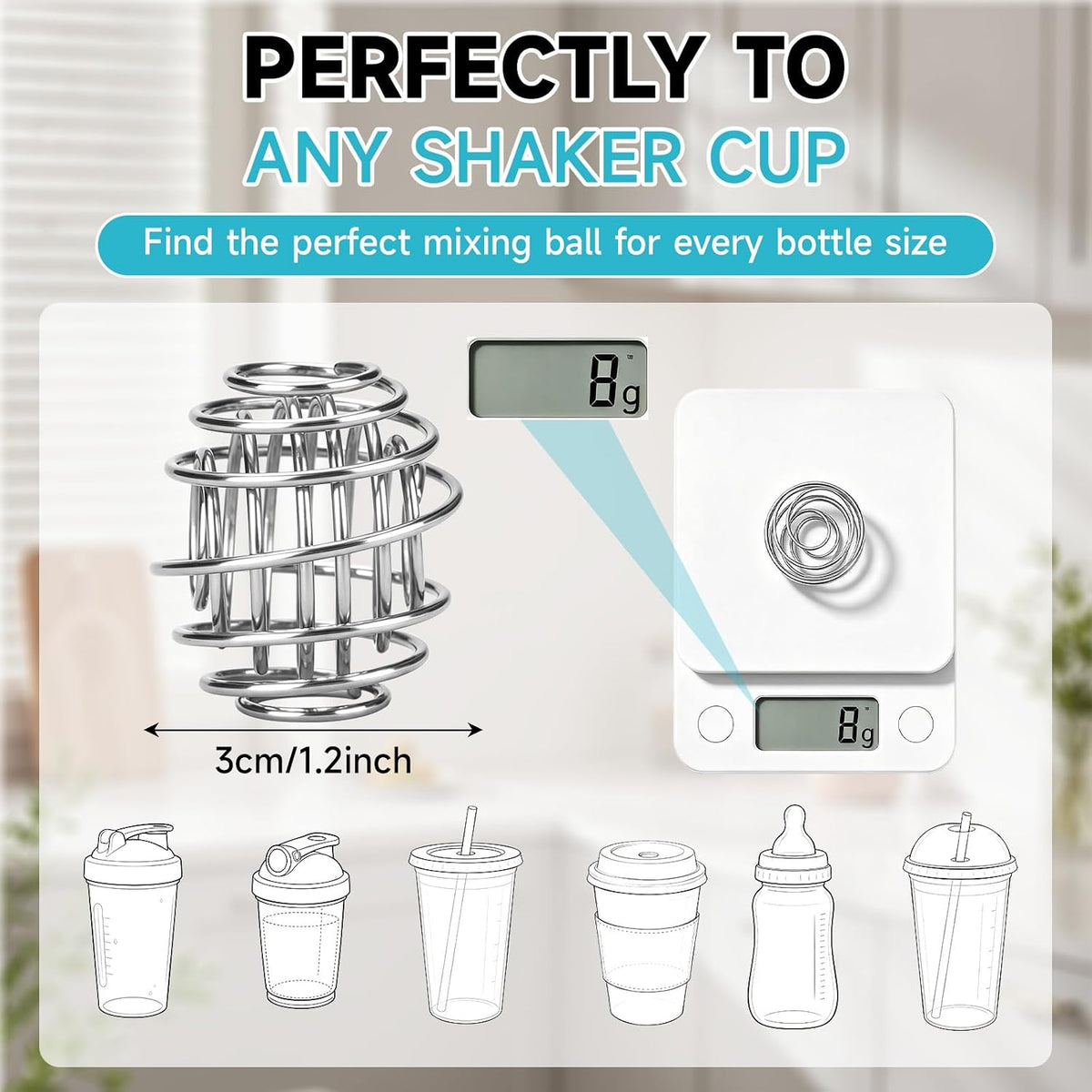 2 Pcs Stainless Steel Ball Shaker Ball Wire Whisk Ball Protein Mixing Ball for Shaker Cup Bottle Mixer (Diameter 1.97inch)