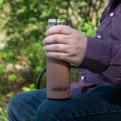 Multi-Purpose Travel Mug and Tumbler Fruit Infused Flask Hot and Cold Double Wall Stainless Steel Thermos with Extra-Long Infuser, Purple