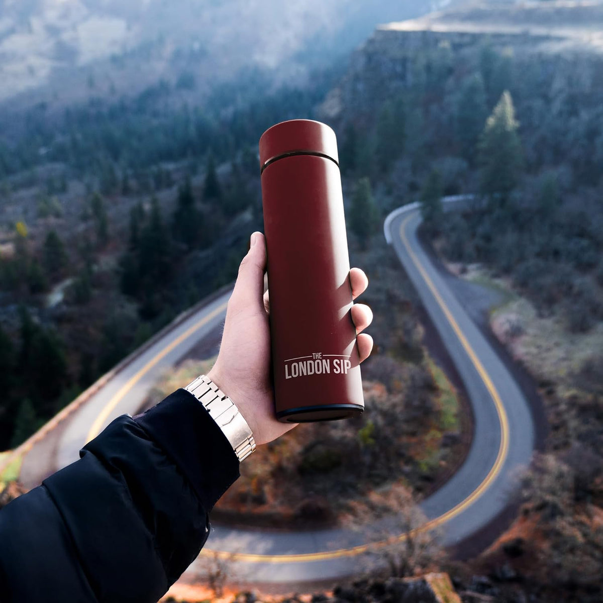 Multi-Purpose Travel Mug and Tumbler Fruit Infused Flask Hot and Cold Double Wall Stainless Steel Thermos with Extra-Long Infuser, Purple
