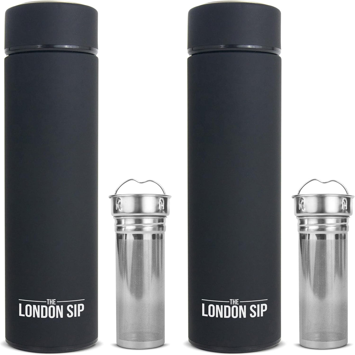 Multi-Purpose Travel Mug and Tumbler Fruit Infused Flask Hot and Cold Double Wall Stainless Steel Thermos with Extra-Long Infuser, Purple