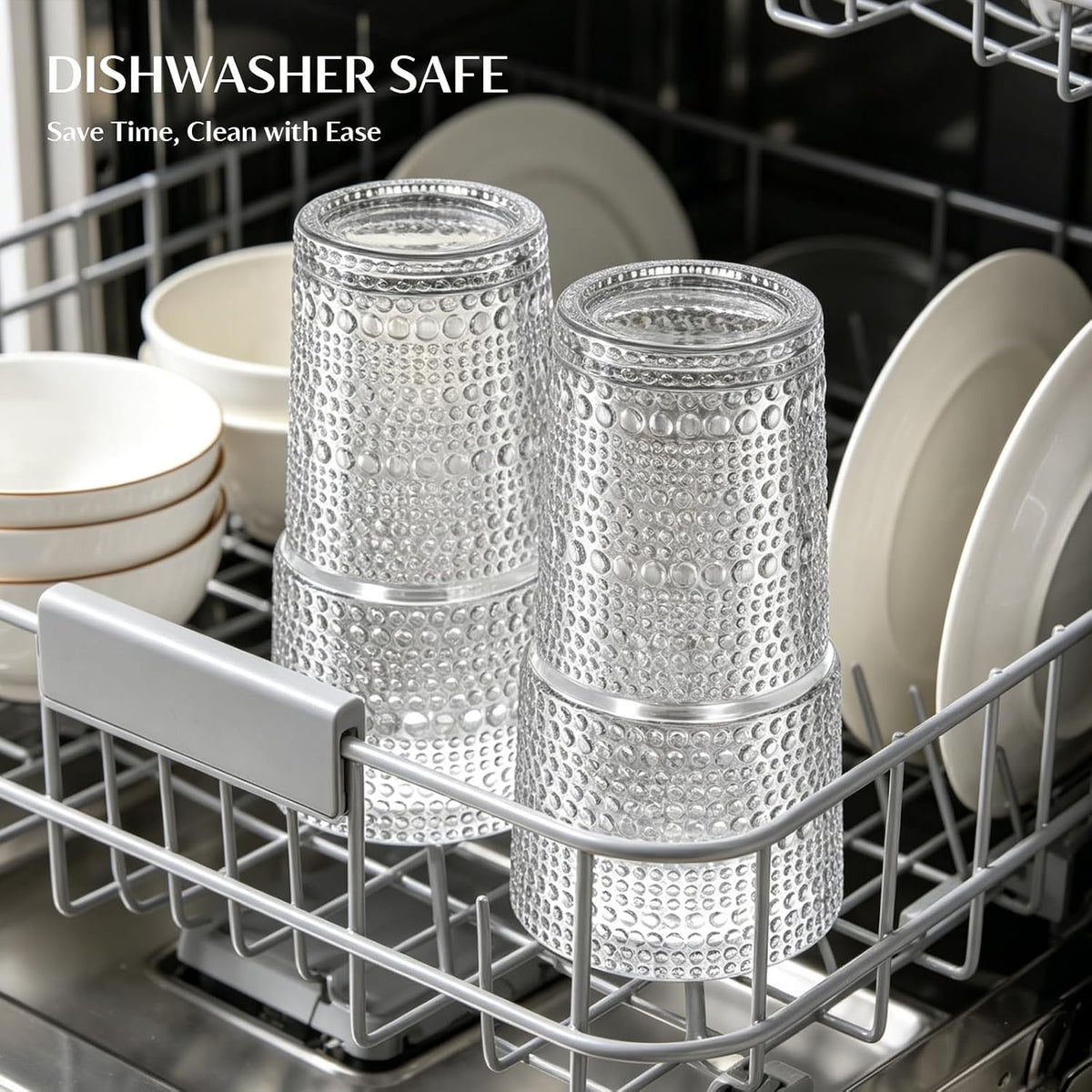 20 oz Hobnail Glass Cups with Lids and Glass Straws –, Thick-Walled Glass Tumblers for Iced Coffee, Smoothies, Milk, Water, Juice, and More – Elegant and Durable Drinking Glasses