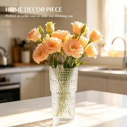 20 oz Hobnail Glass Cups with Lids and Glass Straws –, Thick-Walled Glass Tumblers for Iced Coffee, Smoothies, Milk, Water, Juice, and More – Elegant and Durable Drinking Glasses