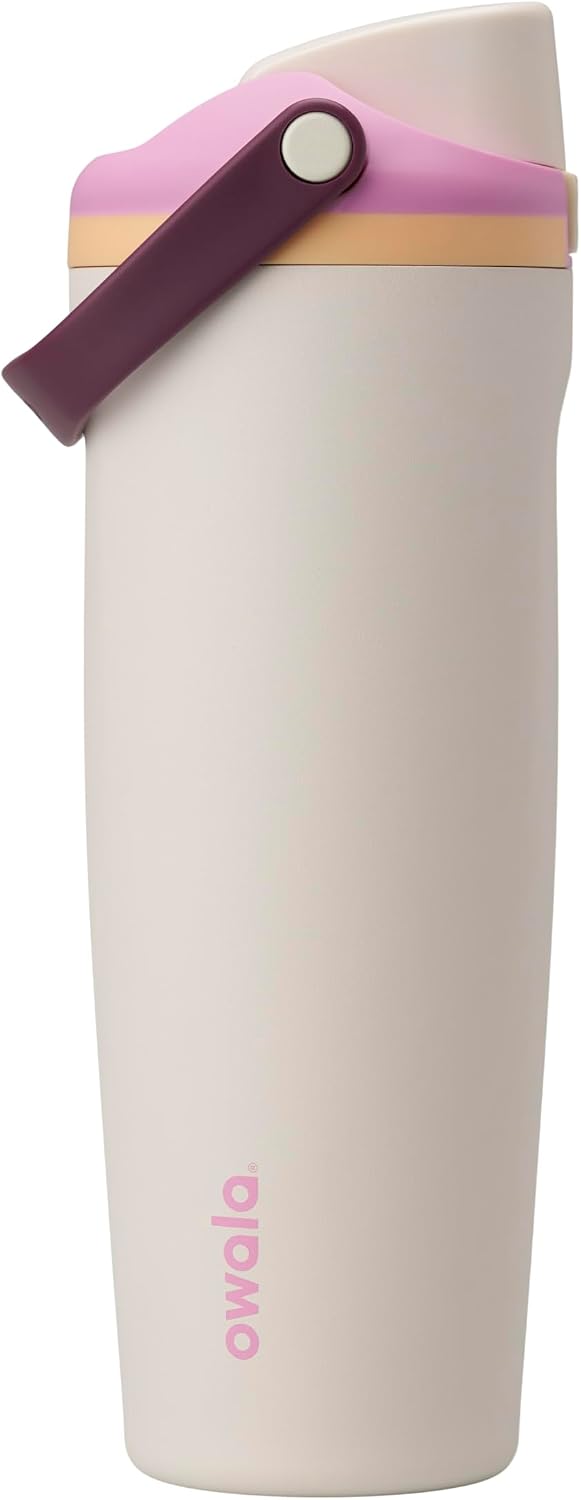 FreeSip Sway Insulated Stainless Steel Water Bottle with Two-Way Spout, Built-In Straw and Bucket Handle, Made for Travel, School, and Sports, 30oz, BPA Free, Leak Proof, Daybreak