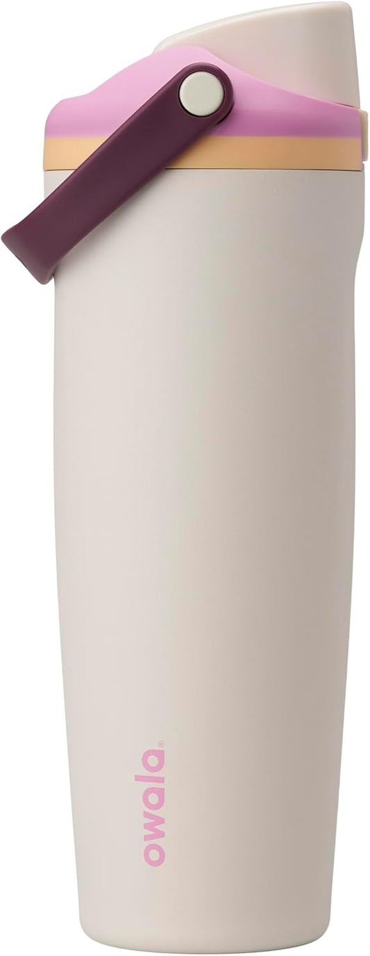 FreeSip Sway Insulated Stainless Steel Water Bottle with Two-Way Spout, Built-In Straw and Bucket Handle, Made for Travel, School, and Sports, 30oz, BPA Free, Leak Proof, Daybreak