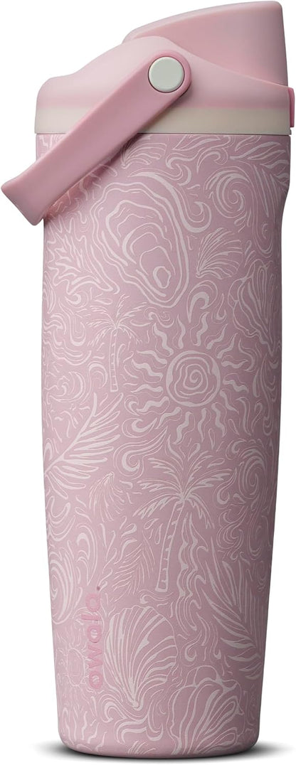 FreeSip Sway Insulated Stainless Steel Water Bottle with Two-Way Spout, Built-In Straw and Bucket Handle, Made for Travel, School, and Sports, 30oz, BPA Free, Leak Proof, Daybreak