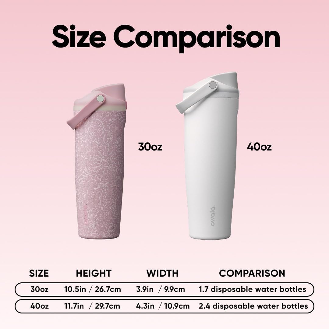 FreeSip Sway Insulated Stainless Steel Water Bottle with Two-Way Spout, Built-In Straw and Bucket Handle, Made for Travel, School, and Sports, 30oz, BPA Free, Leak Proof, Daybreak