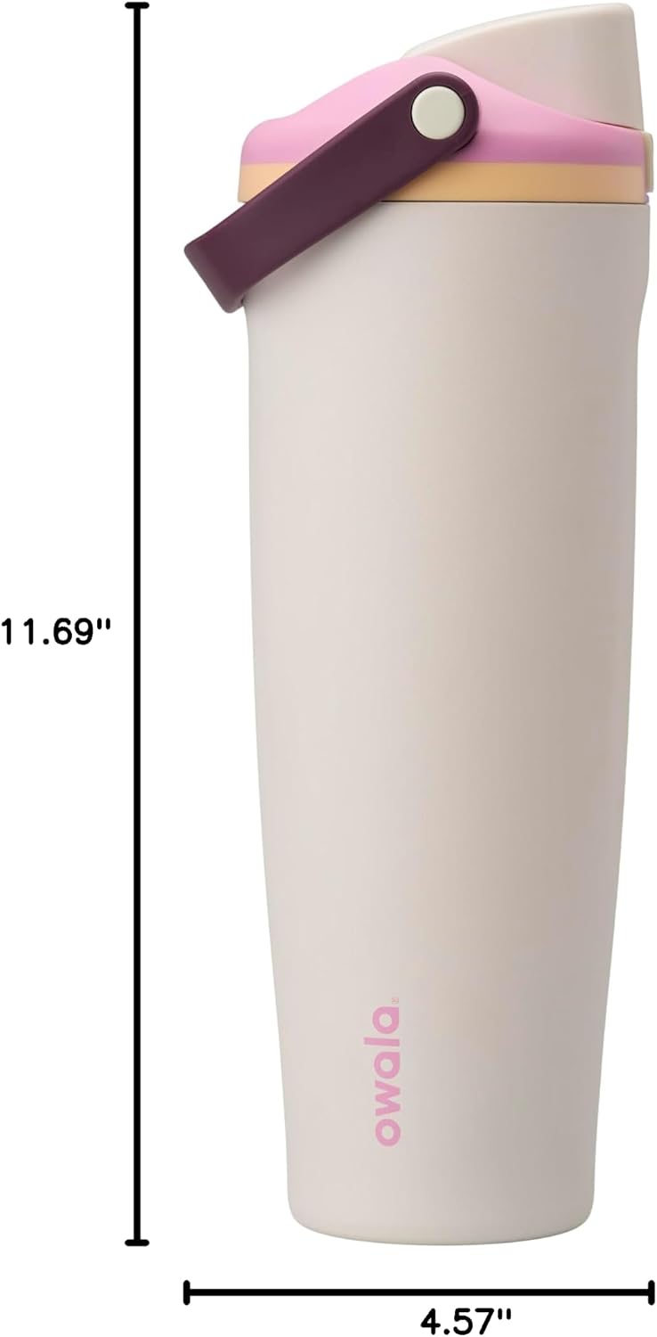 FreeSip Sway Insulated Stainless Steel Water Bottle with Two-Way Spout, Built-In Straw and Bucket Handle, Made for Travel, School, and Sports, 30oz, BPA Free, Leak Proof, Daybreak