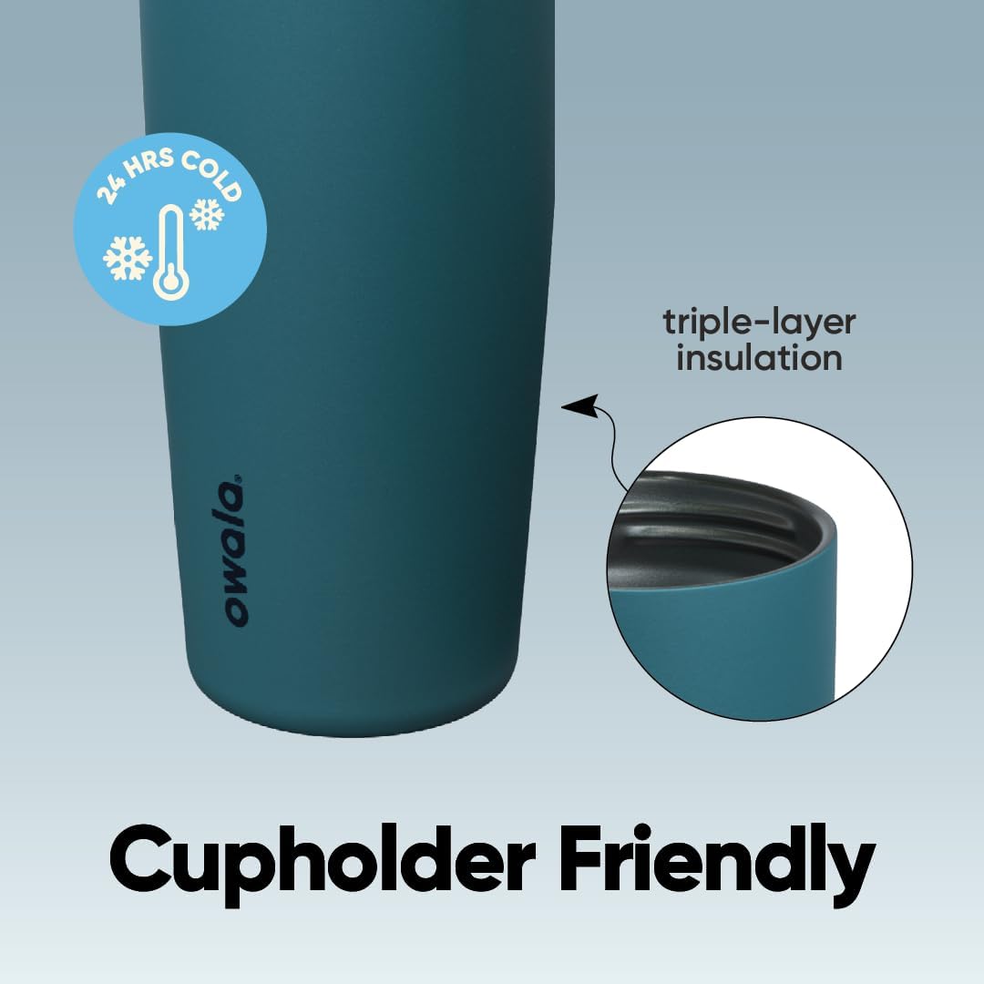 FreeSip Sway Insulated Stainless Steel Water Bottle with Two-Way Spout, Built-In Straw and Bucket Handle, Made for Travel, School, and Sports, 30oz, BPA Free, Leak Proof, Daybreak