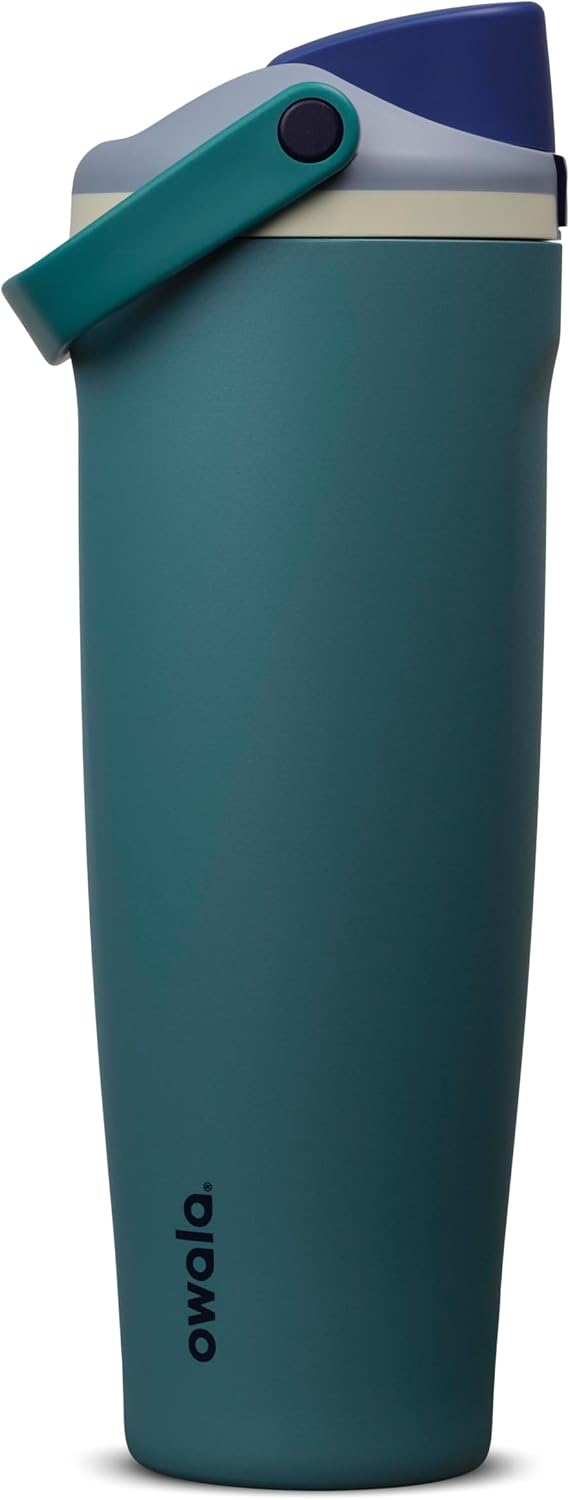 FreeSip Sway Insulated Stainless Steel Water Bottle with Two-Way Spout, Built-In Straw and Bucket Handle, Made for Travel, School, and Sports, 30oz, BPA Free, Leak Proof, Daybreak