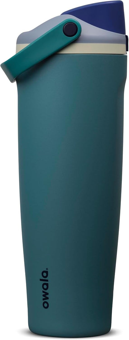 FreeSip Sway Insulated Stainless Steel Water Bottle with Two-Way Spout, Built-In Straw and Bucket Handle, Made for Travel, School, and Sports, 30oz, BPA Free, Leak Proof, Daybreak