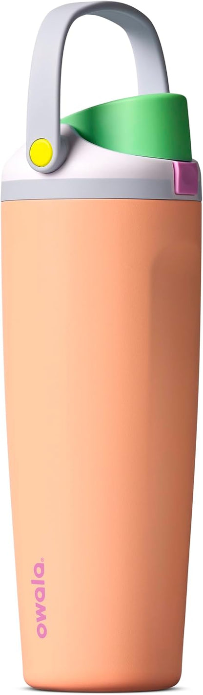 FreeSip Sway Insulated Stainless Steel Water Bottle with Two-Way Spout, Built-In Straw and Bucket Handle, Made for Travel, School, and Sports, 30oz, BPA Free, Leak Proof, Daybreak