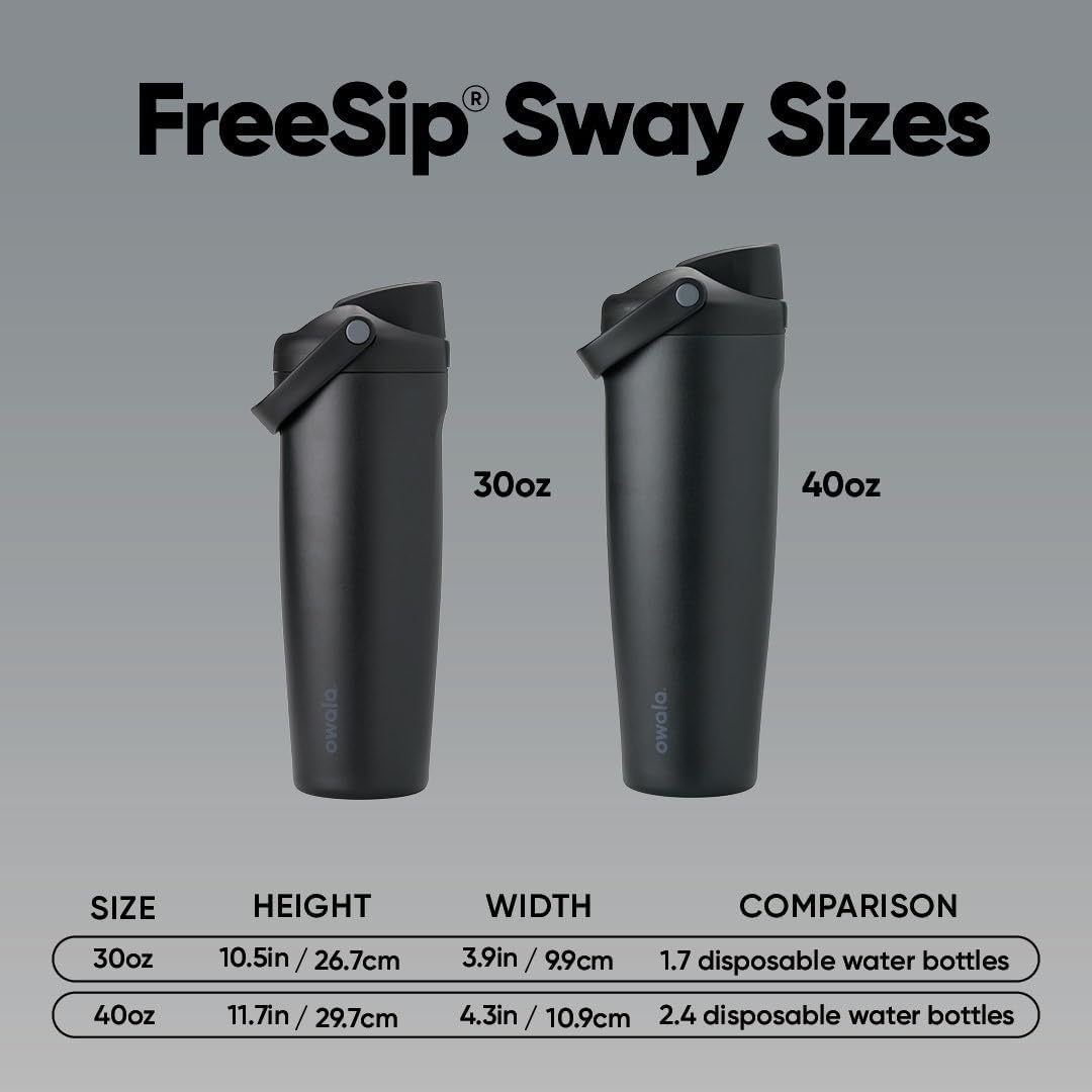 FreeSip Sway Insulated Stainless Steel Water Bottle with Two-Way Spout, Built-In Straw and Bucket Handle, Made for Travel, School, and Sports, 30oz, BPA Free, Leak Proof, Daybreak