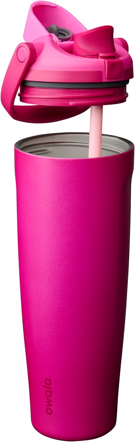 FreeSip Sway Insulated Stainless Steel Water Bottle with Two-Way Spout, Built-In Straw and Bucket Handle, Made for Travel, School, and Sports, 30oz, BPA Free, Leak Proof, Daybreak