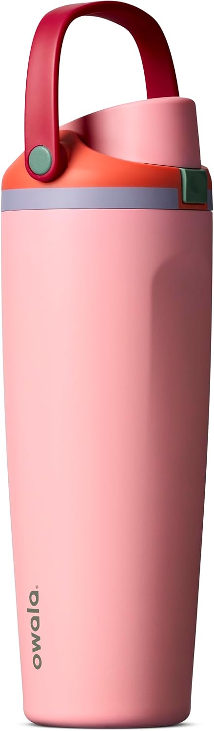 FreeSip Sway Insulated Stainless Steel Water Bottle with Two-Way Spout, Built-In Straw and Bucket Handle, Made for Travel, School, and Sports, 30oz, BPA Free, Leak Proof, Daybreak
