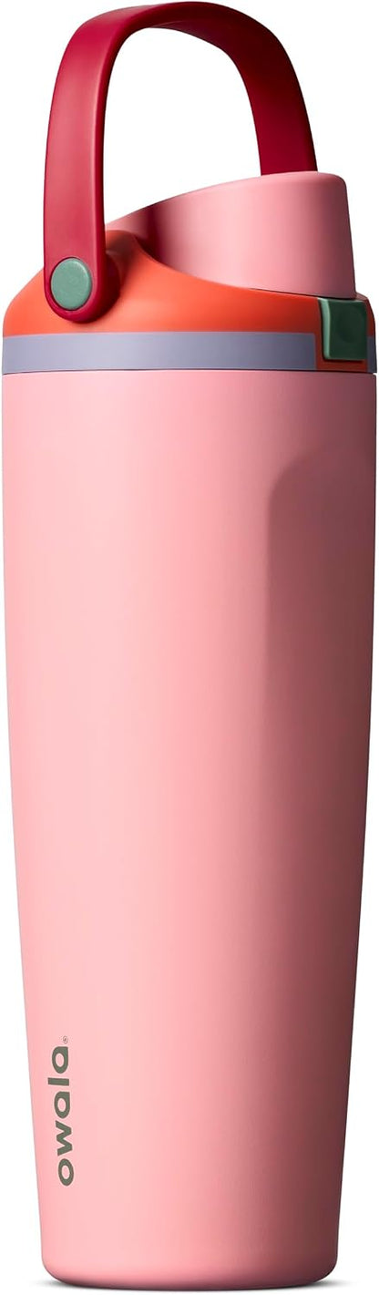 FreeSip Sway Insulated Stainless Steel Water Bottle with Two-Way Spout, Built-In Straw and Bucket Handle, Made for Travel, School, and Sports, 30oz, BPA Free, Leak Proof, Daybreak