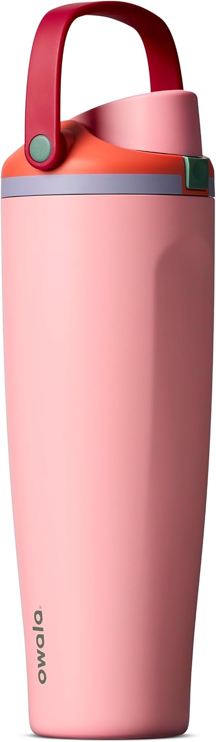FreeSip Sway Insulated Stainless Steel Water Bottle with Two-Way Spout, Built-In Straw and Bucket Handle, Made for Travel, School, and Sports, 30oz, BPA Free, Leak Proof, Daybreak