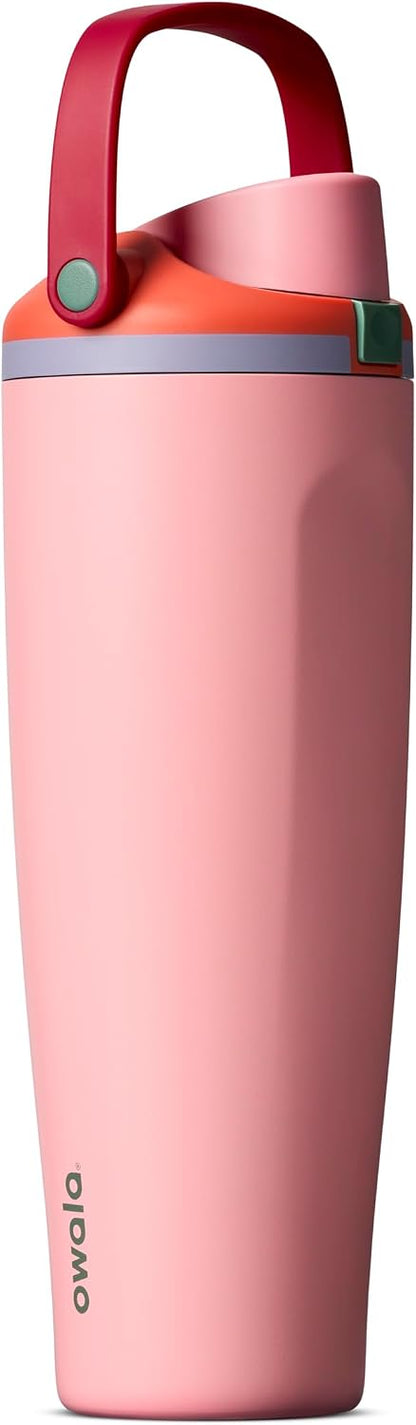 FreeSip Sway Insulated Stainless Steel Water Bottle with Two-Way Spout, Built-In Straw and Bucket Handle, Made for Travel, School, and Sports, 30oz, BPA Free, Leak Proof, Daybreak