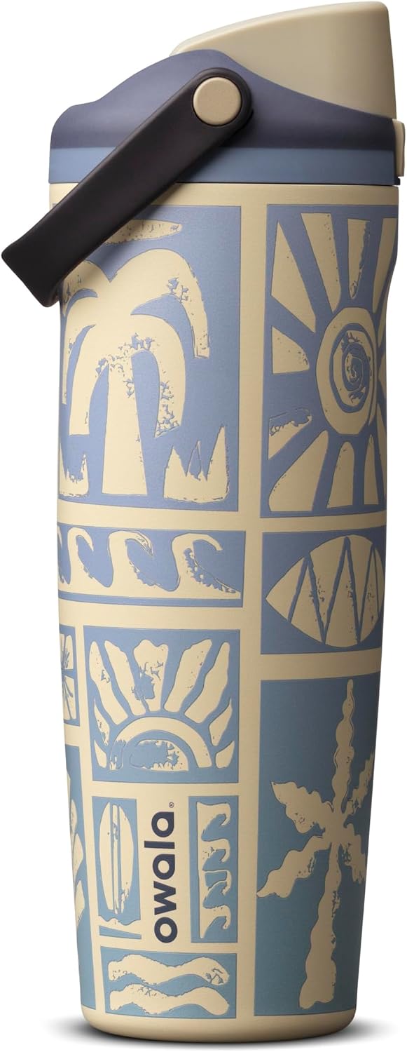 FreeSip Sway Insulated Stainless Steel Water Bottle with Two-Way Spout, Built-In Straw and Bucket Handle, Made for Travel, School, and Sports, 30oz, BPA Free, Leak Proof, Daybreak