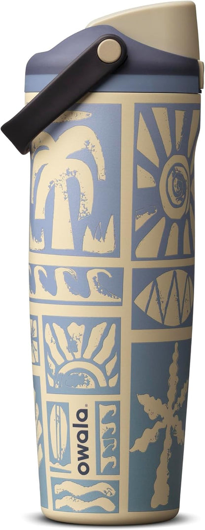 FreeSip Sway Insulated Stainless Steel Water Bottle with Two-Way Spout, Built-In Straw and Bucket Handle, Made for Travel, School, and Sports, 30oz, BPA Free, Leak Proof, Daybreak