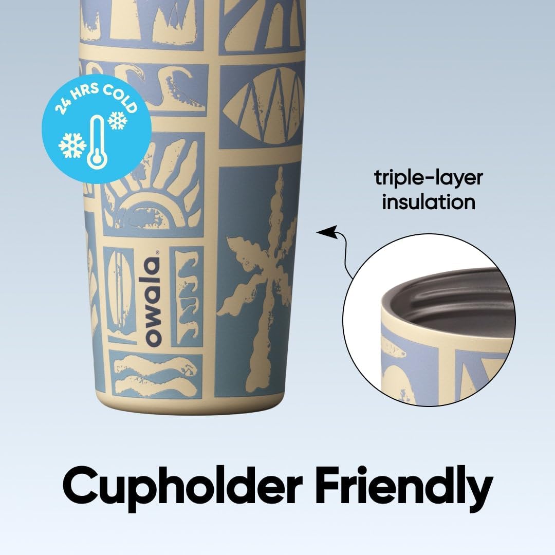 FreeSip Sway Insulated Stainless Steel Water Bottle with Two-Way Spout, Built-In Straw and Bucket Handle, Made for Travel, School, and Sports, 30oz, BPA Free, Leak Proof, Daybreak