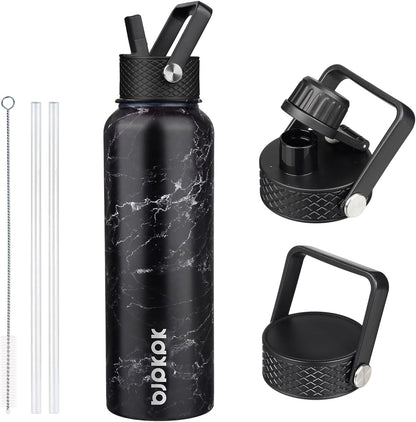 40oz Insulated Water Bottle with Straw Lid, Stainless Steel Bottle