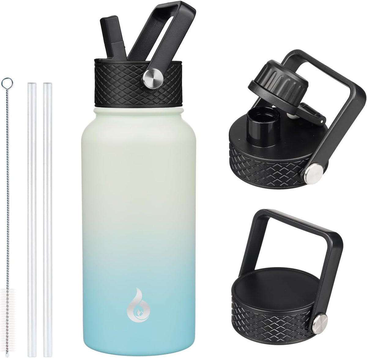 40oz Insulated Water Bottle with Straw Lid, Stainless Steel Bottle