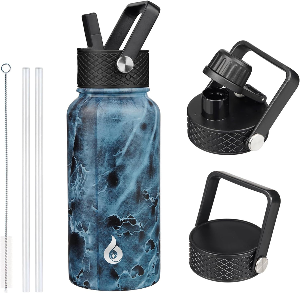 40oz Insulated Water Bottle with Straw Lid, Stainless Steel Bottle