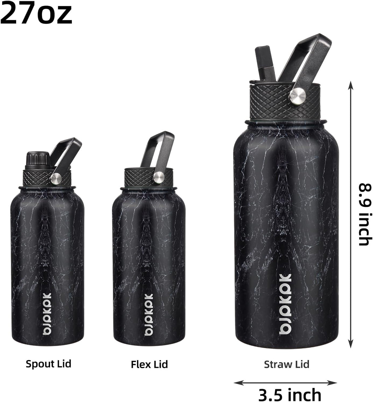 40oz Insulated Water Bottle with Straw Lid, Stainless Steel Bottle
