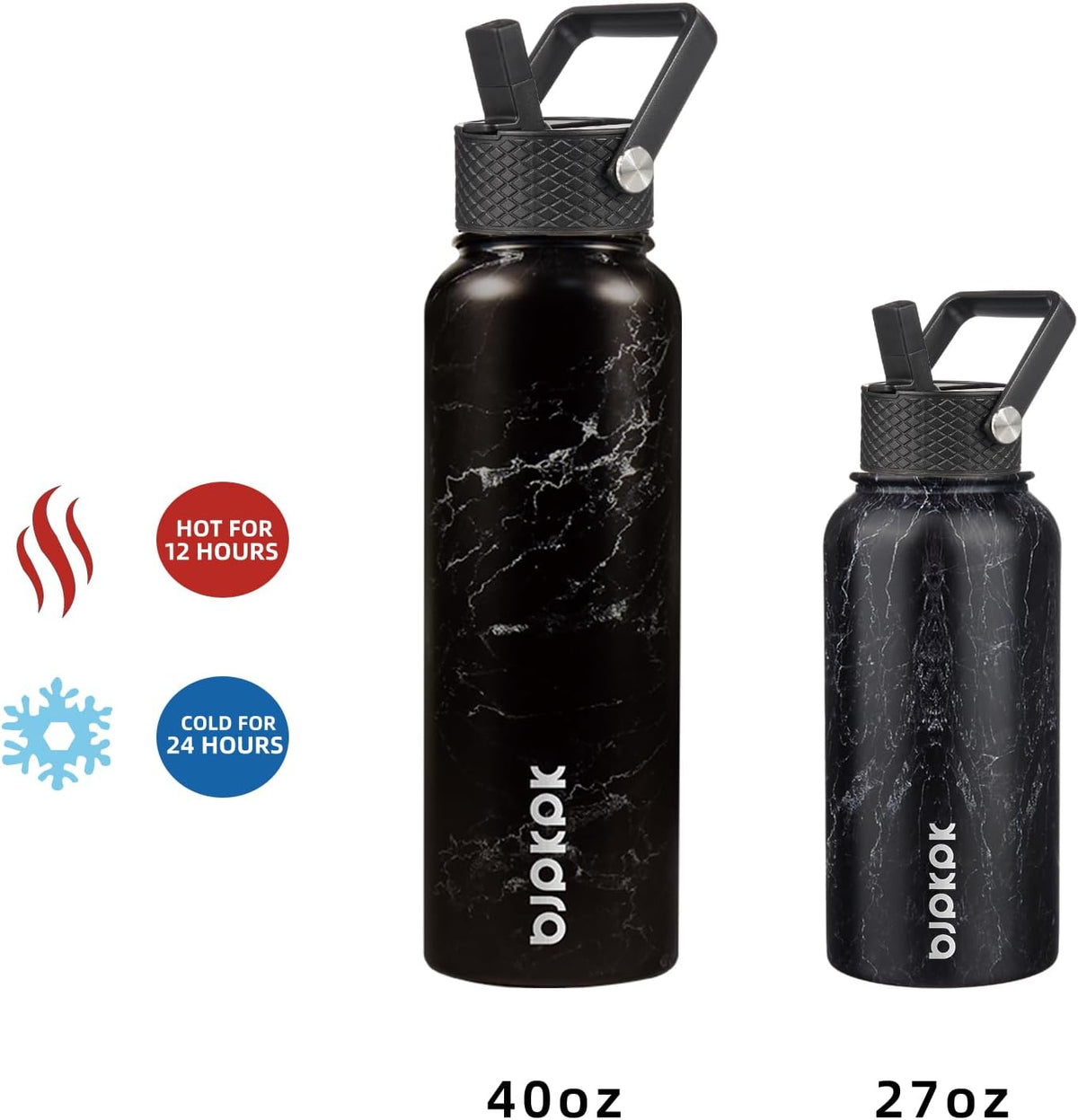 40oz Insulated Water Bottle with Straw Lid, Stainless Steel Bottle
