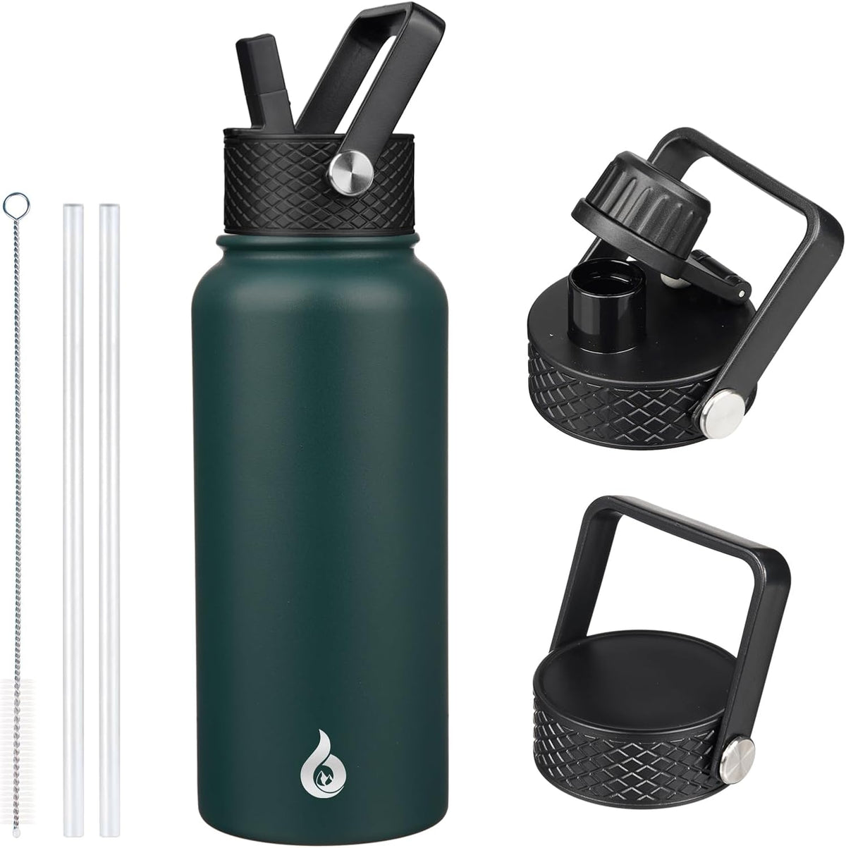 40oz Insulated Water Bottle with Straw Lid, Stainless Steel Bottle