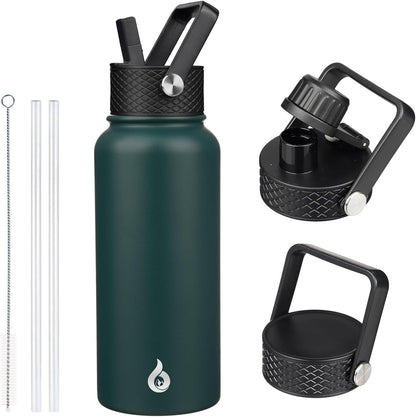 40oz Insulated Water Bottle with Straw Lid, Stainless Steel Bottle