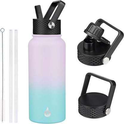 40oz Insulated Water Bottle with Straw Lid, Stainless Steel Bottle