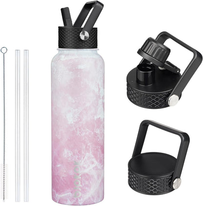 40oz Insulated Water Bottle with Straw Lid, Stainless Steel Bottle