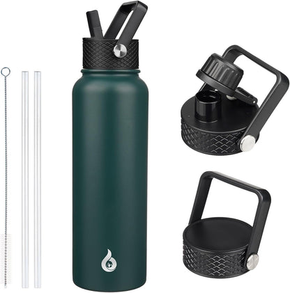 40oz Insulated Water Bottle with Straw Lid, Stainless Steel Bottle