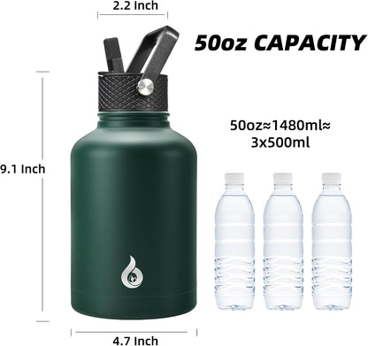 40oz Insulated Water Bottle with Straw Lid, Stainless Steel Bottle