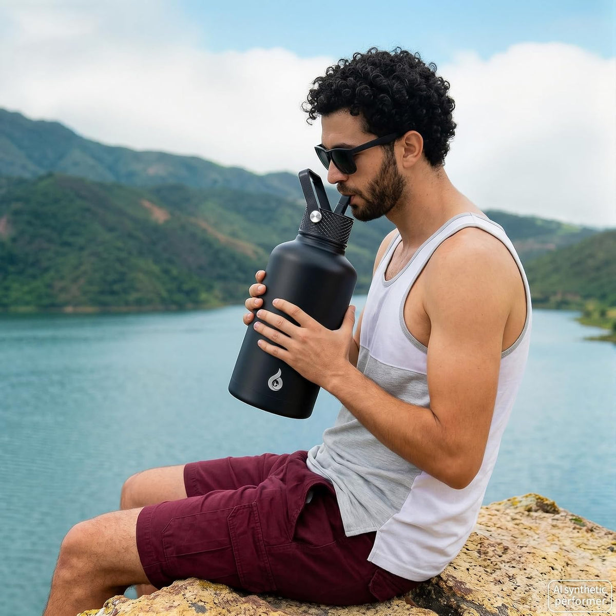 40oz Insulated Water Bottle with Straw Lid, Stainless Steel Bottle