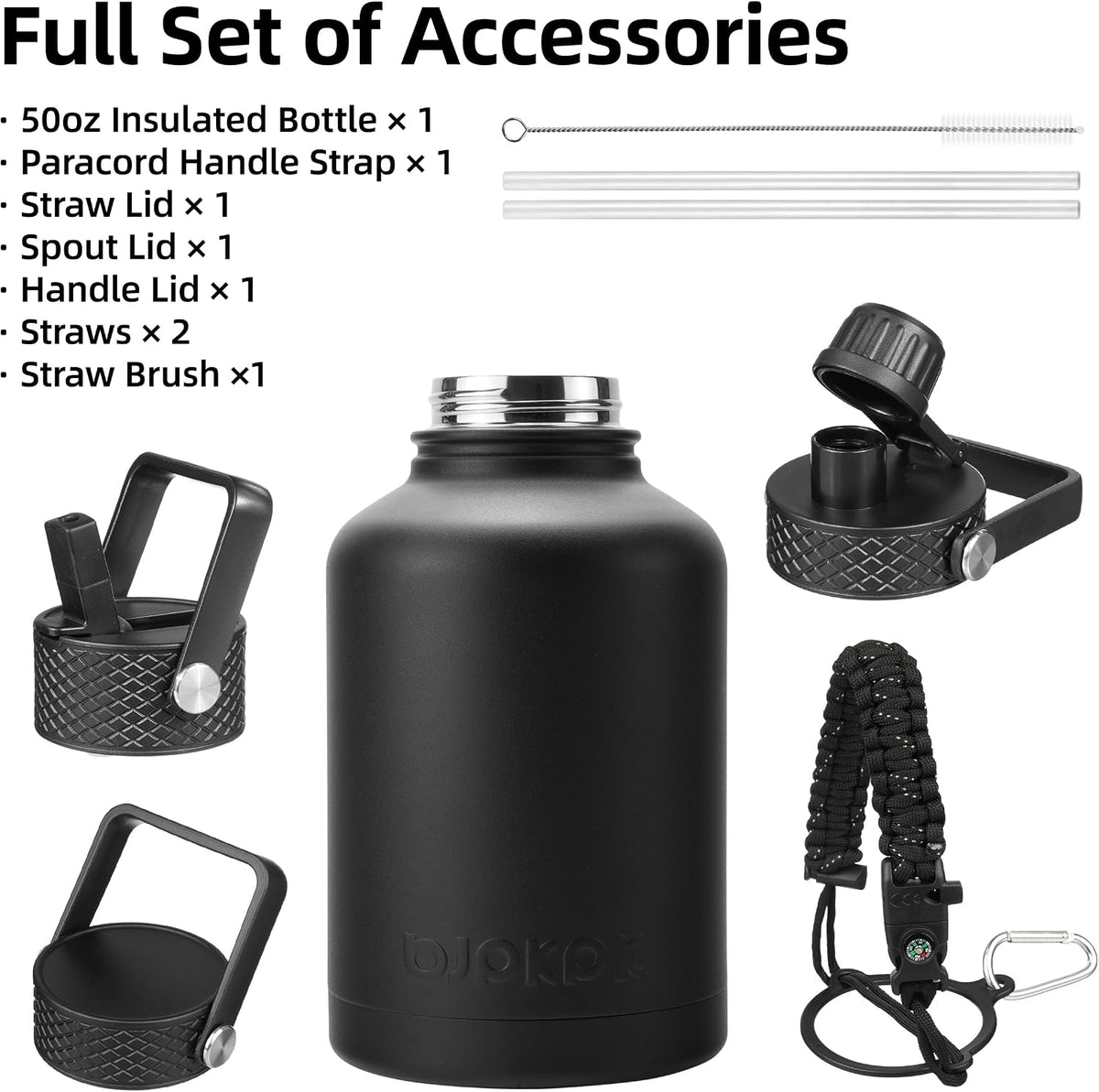 40oz Insulated Water Bottle with Straw Lid, Stainless Steel Bottle
