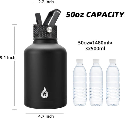 40oz Insulated Water Bottle with Straw Lid, Stainless Steel Bottle