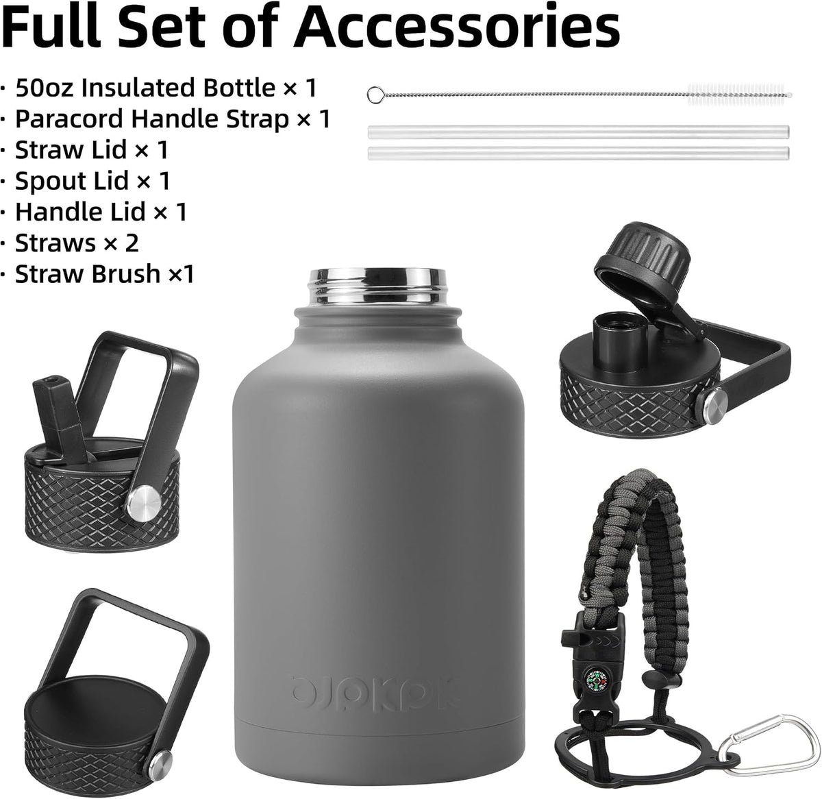 40oz Insulated Water Bottle with Straw Lid, Stainless Steel Bottle