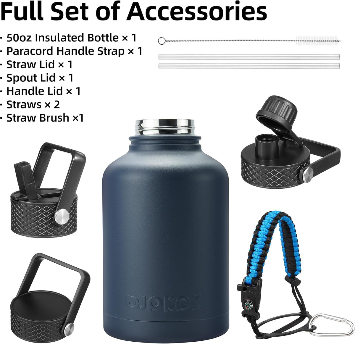 40oz Insulated Water Bottle with Straw Lid, Stainless Steel Bottle