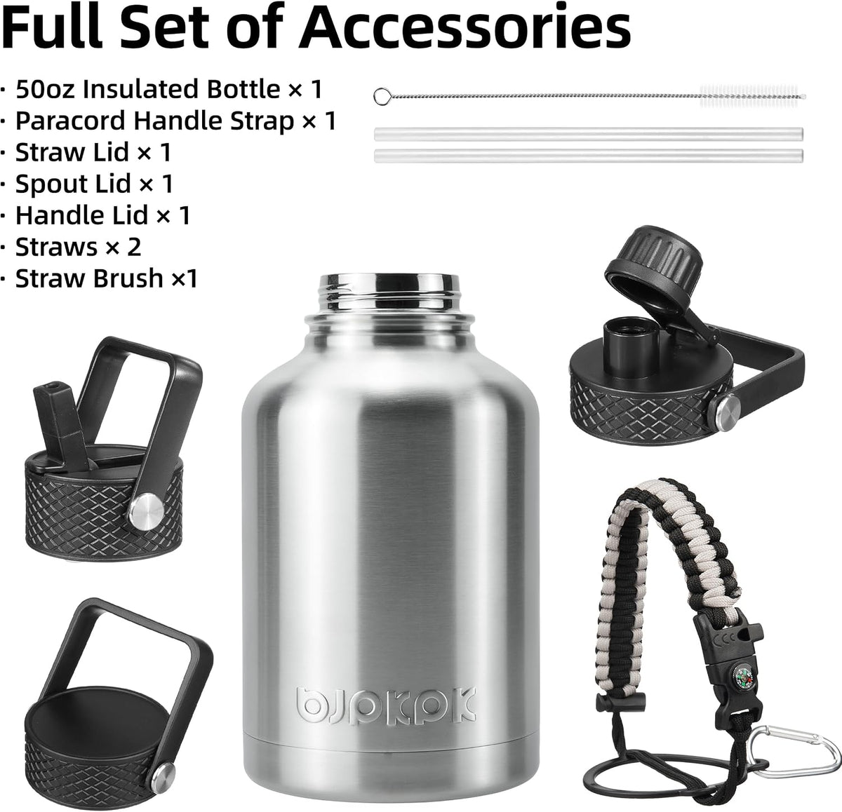 40oz Insulated Water Bottle with Straw Lid, Stainless Steel Bottle