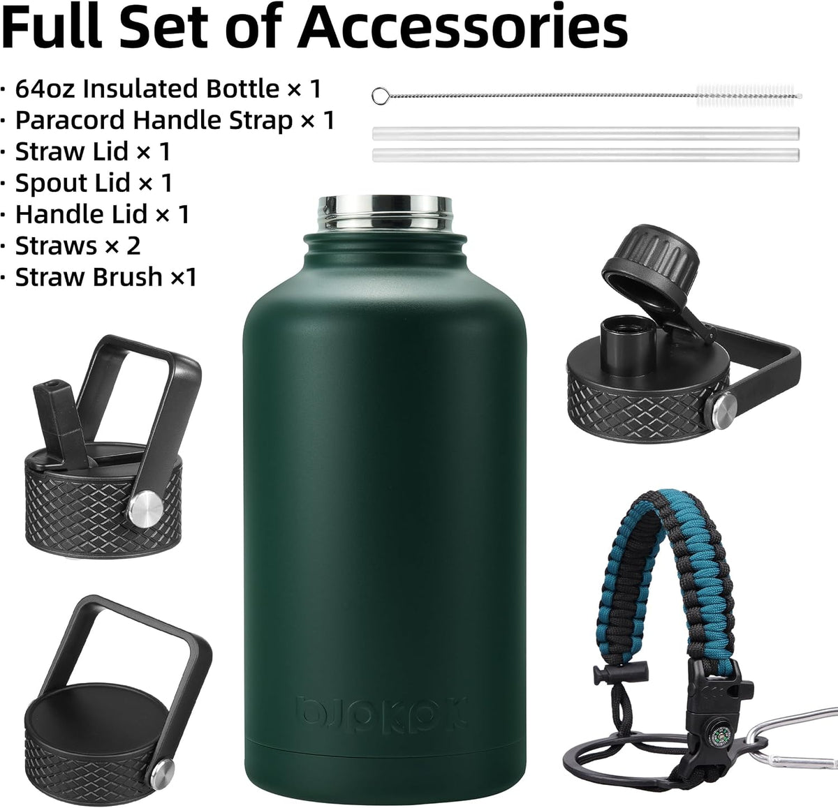 40oz Insulated Water Bottle with Straw Lid, Stainless Steel Bottle