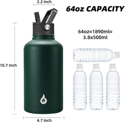 40oz Insulated Water Bottle with Straw Lid, Stainless Steel Bottle