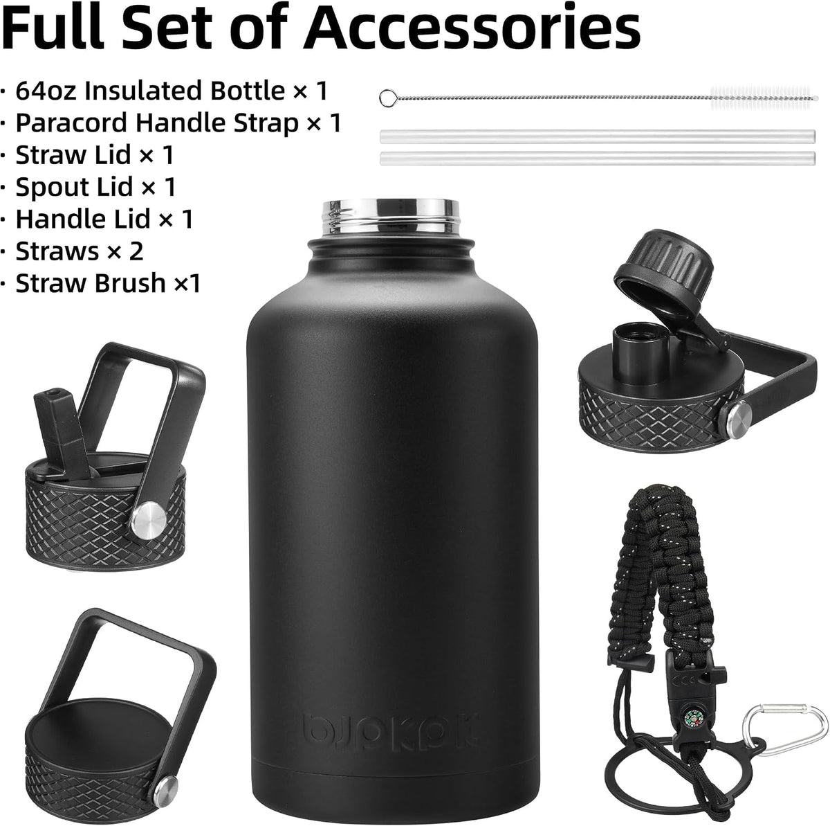 40oz Insulated Water Bottle with Straw Lid, Stainless Steel Bottle