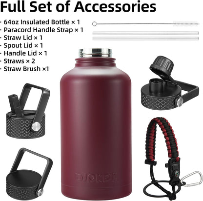 40oz Insulated Water Bottle with Straw Lid, Stainless Steel Bottle