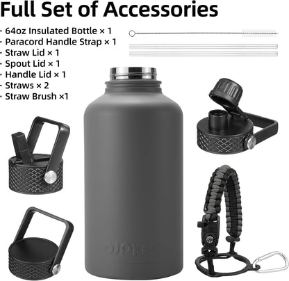 40oz Insulated Water Bottle with Straw Lid, Stainless Steel Bottle