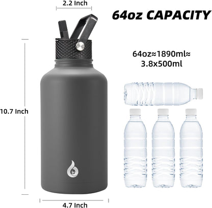 40oz Insulated Water Bottle with Straw Lid, Stainless Steel Bottle