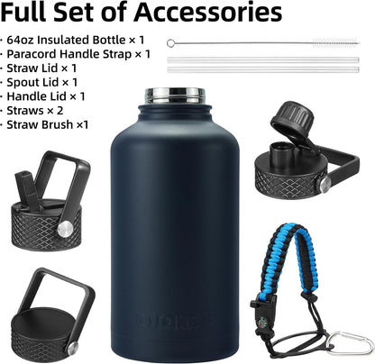 40oz Insulated Water Bottle with Straw Lid, Stainless Steel Bottle