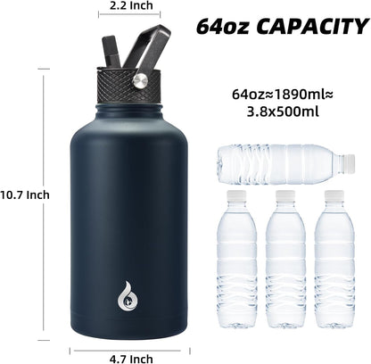 40oz Insulated Water Bottle with Straw Lid, Stainless Steel Bottle