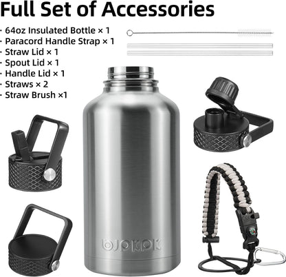 40oz Insulated Water Bottle with Straw Lid, Stainless Steel Bottle